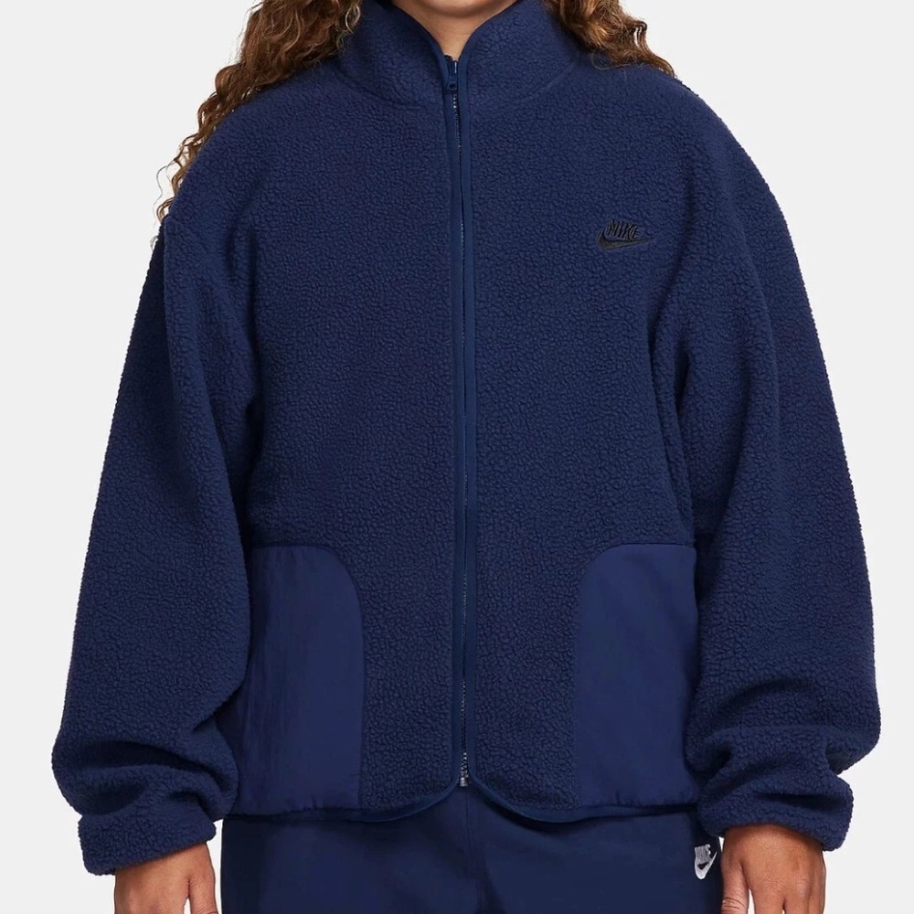 Nike Club Fleece Sherpa Winterized Full Zip Jacket Navy Blue Mens XXL FB8386-410